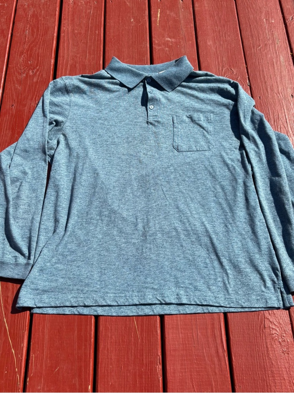 Haggar Men’s XL Blue/Green Collared Long Sleeve Pullover Shirt Cotton  Blend